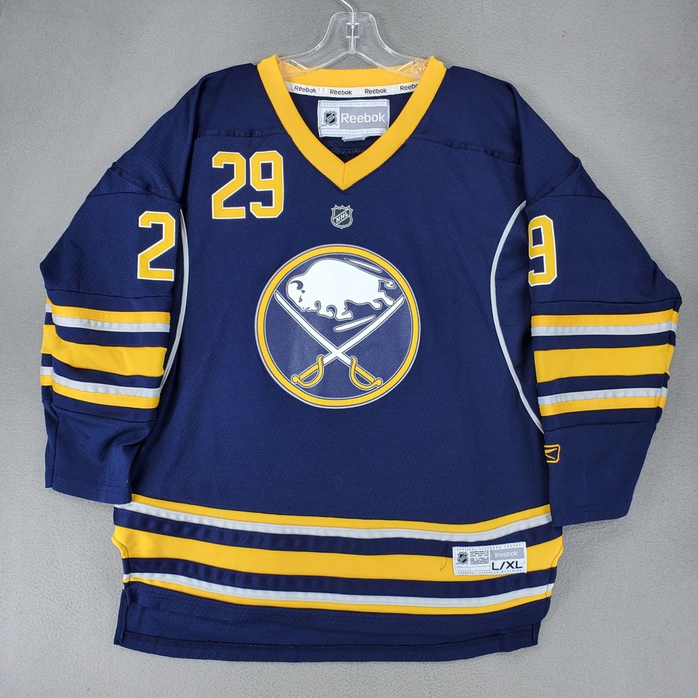 Reebok Buffalo Sabres Hockey Jersey Kids L/XL Blue Pominville 29 NHL Fan Gear